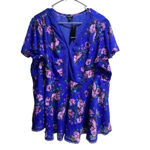 Torrid Tops Torrid Peplum Chiffon Clip Dot Lace Inset Top Womens Sz 1X 14-16 NWT